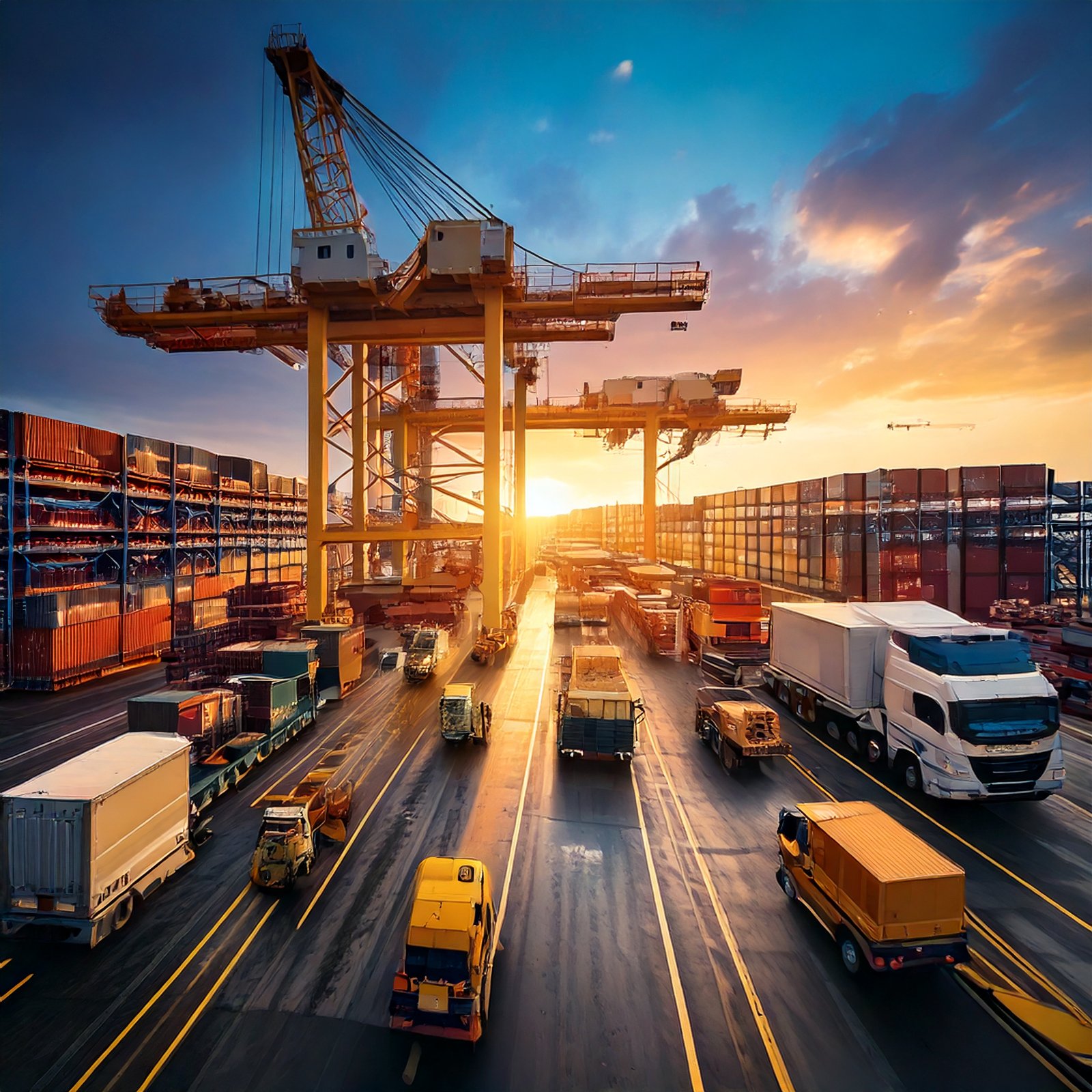 dynamic-logistics-hub-with-trucks-workers-cranes-motion